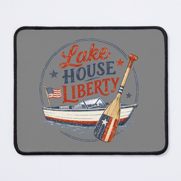 Item preview, Lake House Liberty Vintage Boat And Paddle Fourth Of July Graphic designed and sold by Craft Design Alchemy.