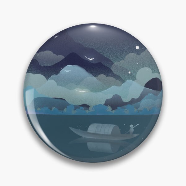 Item preview, Dreamy Midnight Boat Moonlit Lake Fantasy Landscape designed and sold by Rehnair.