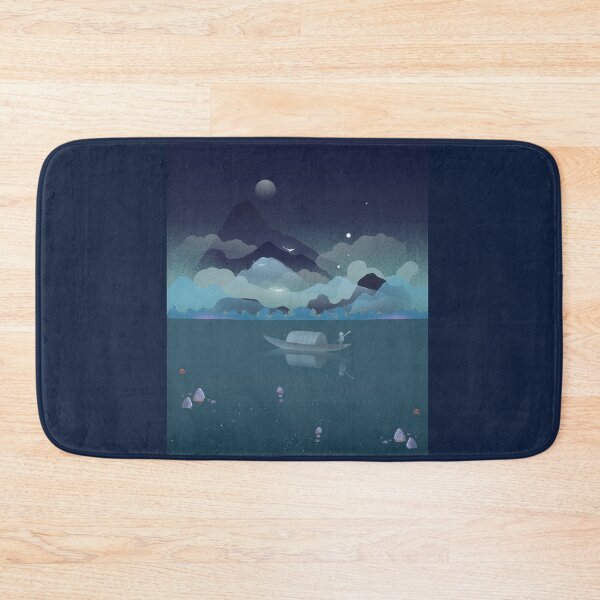 Item preview, Dreamy Midnight Boat Moonlit Lake Fantasy Landscape designed and sold by Rehnair.