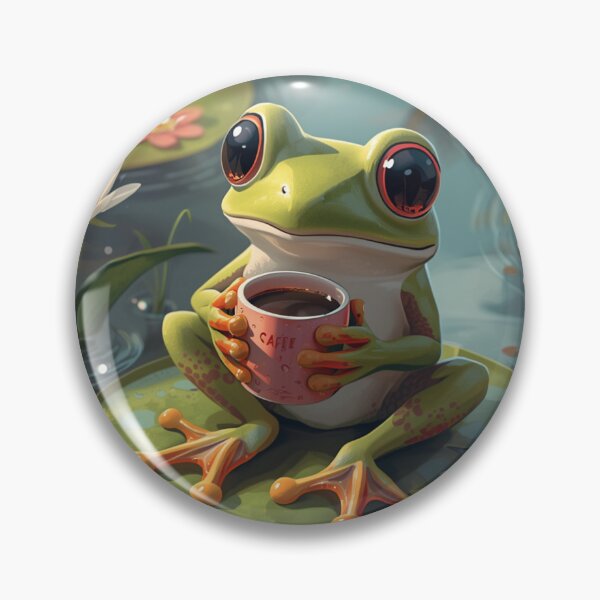 Item preview, Cute Coffee Frog Sticker designed and sold by ModernMoodCo.