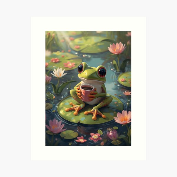 Item preview, Cute Coffee Frog Sticker designed and sold by ModernMoodCo.