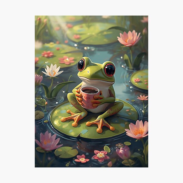 Item preview, Cute Coffee Frog Sticker designed and sold by ModernMoodCo.
