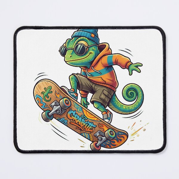 Item preview, Cool Skateboarding Chameleon Wearing Sunglasses Art designed and sold by Surojit Das.