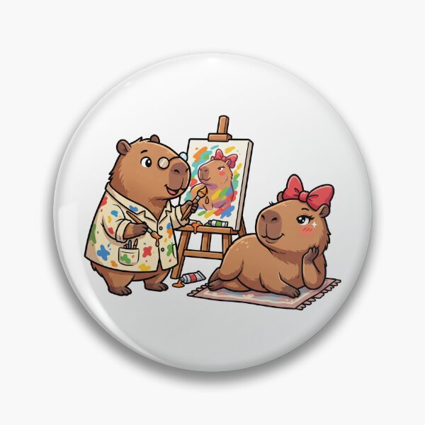 Item preview, Cute Capybara Artist Painting Kawaii Art Studio designed and sold by Sovira Studio .