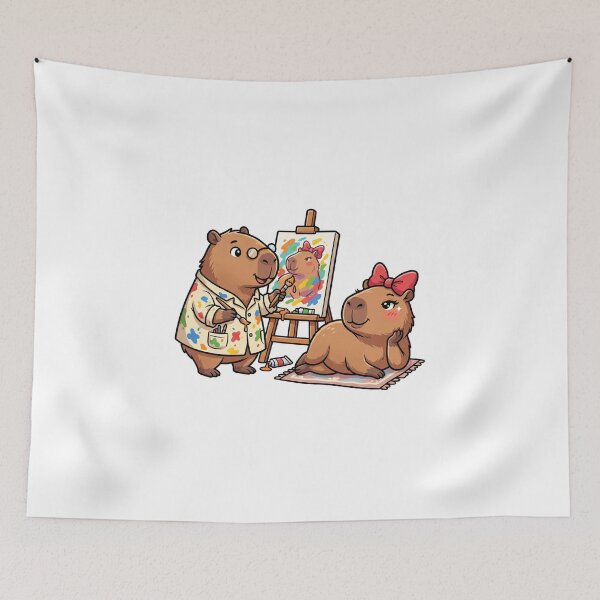 Item preview, Cute Capybara Artist Painting Kawaii Art Studio designed and sold by Sovira Studio .