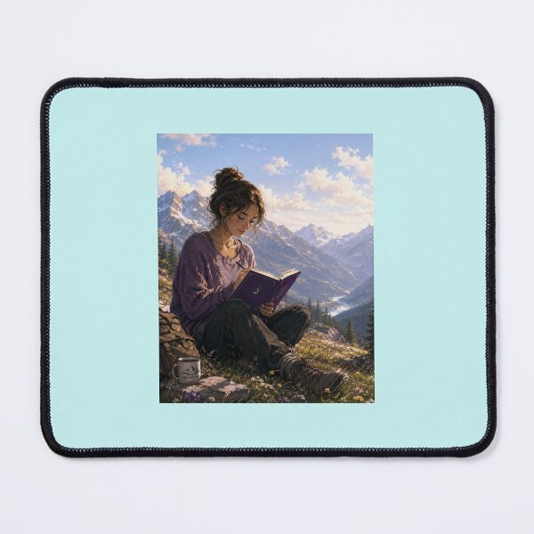 Item preview, Mountain Journaling Girl – Cozy Wanderlust Aesthetic designed and sold by NeerPrema.