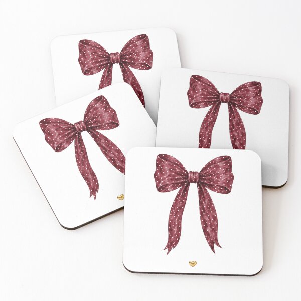 Item preview, Burgundy Watercolor Polka Dot Bow with Golden Heart designed and sold by Ioanna-Studio.