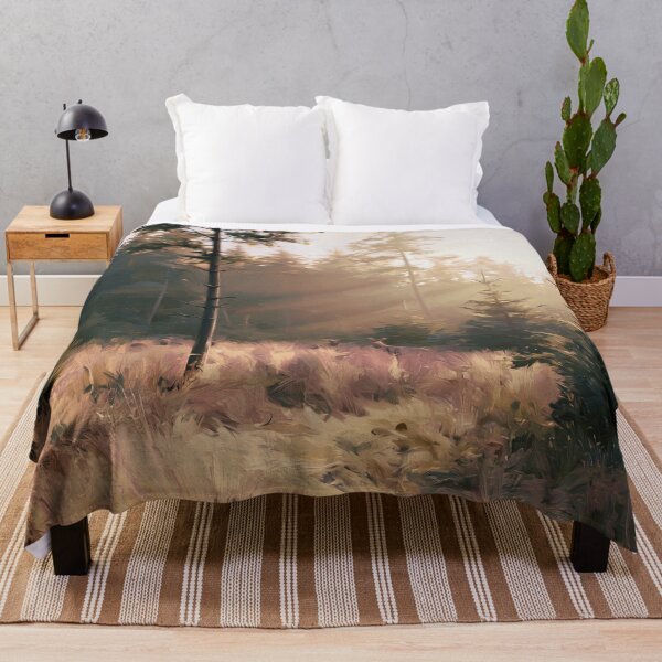 Item preview, Deer in Golden Misty Pine Forest Clearing - Atmospheric Landscape designed and sold by SlowRegardArt.