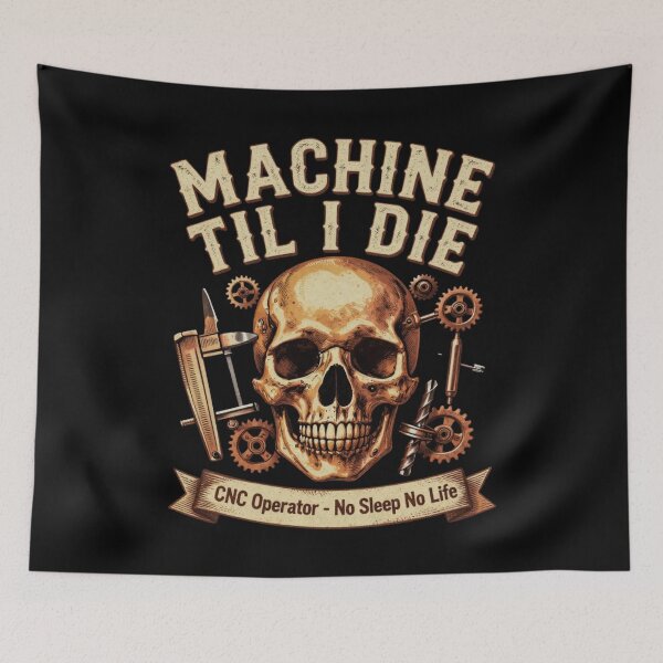 Item preview, Machine Til I Die CNC Machinist Skull Vintage Retro designed and sold by LabCore.