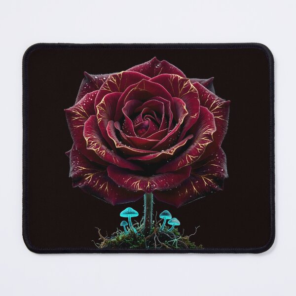 Item preview, Gothic Crimson Rose Velvet Botanical with Neon Spores Art designed and sold by Utopian-Magic.