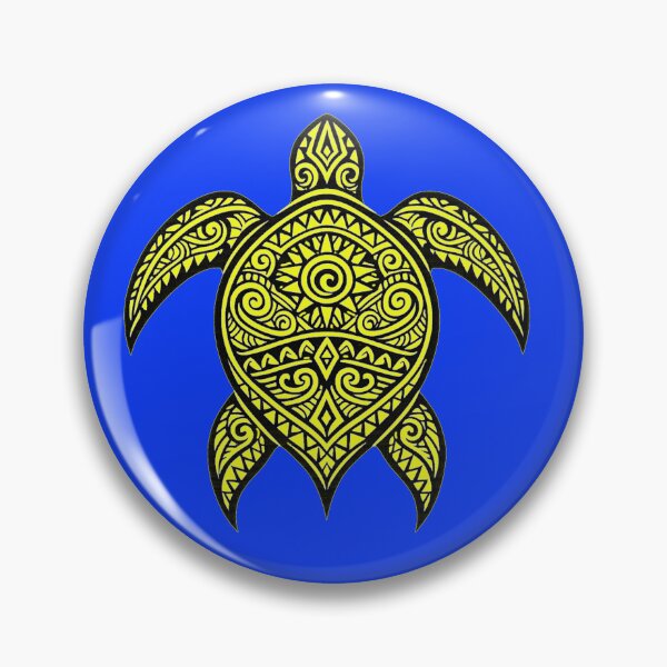 Item preview, Polynesian‑influenced sea turtle in yellow designed and sold by shorethings.