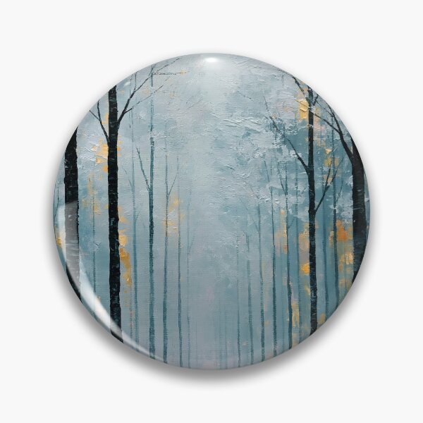 Item preview, Snowy Misty Birch Forest with Golden Accents - Serene Winter Landscape designed and sold by SlowRegardArt.