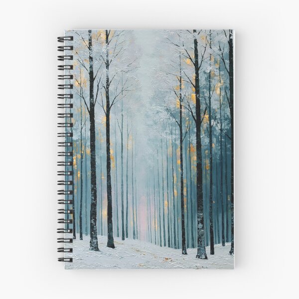 Item preview, Snowy Misty Birch Forest with Golden Accents - Serene Winter Landscape designed and sold by SlowRegardArt.
