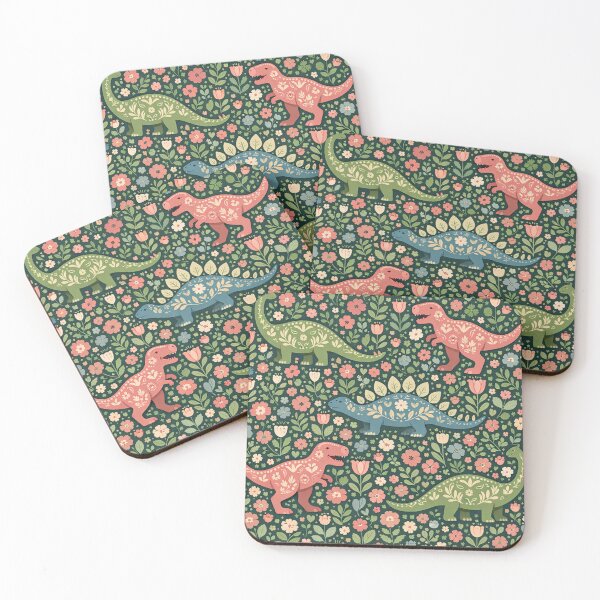 Item preview, Floral Dinosaurs Pattern Folk Art Illustration designed and sold by Owcomm.