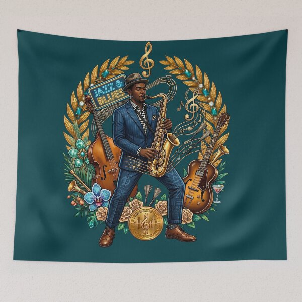 Item preview, Jazz and Blues Saxophone Player Vintage Music Art designed and sold by digitalbob60.