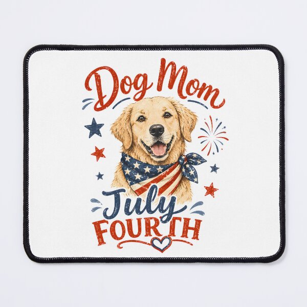 Item preview, Dog Mom July Fourth Patriotic Golden Retriever Fireworks Graphic designed and sold by Craft Design Alchemy.