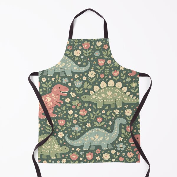 Item preview, Folk Art Dinosaurs in a Vintage Floral Meadow designed and sold by Owcomm.