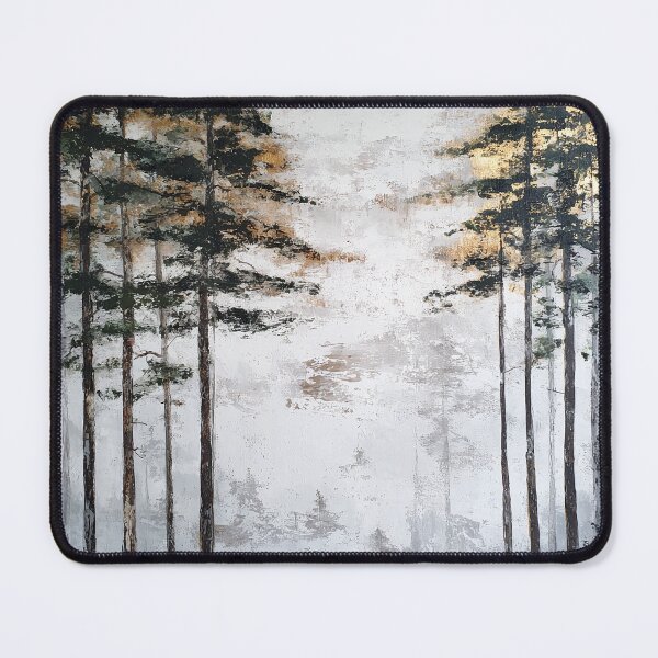 Item preview, Minimalist Wabi-Sabi Tall Pines Forest with Gold Accents - Textured Landscape designed and sold by SlowRegardArt.