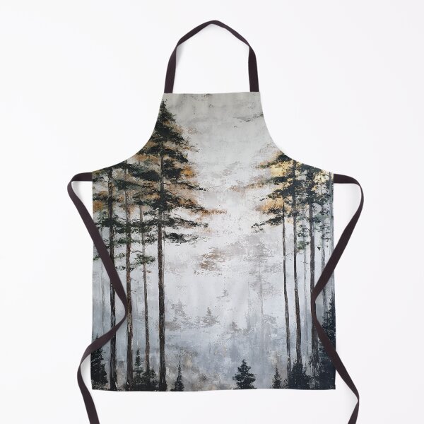 Item preview, Minimalist Wabi-Sabi Tall Pines Forest with Gold Accents - Textured Landscape designed and sold by SlowRegardArt.
