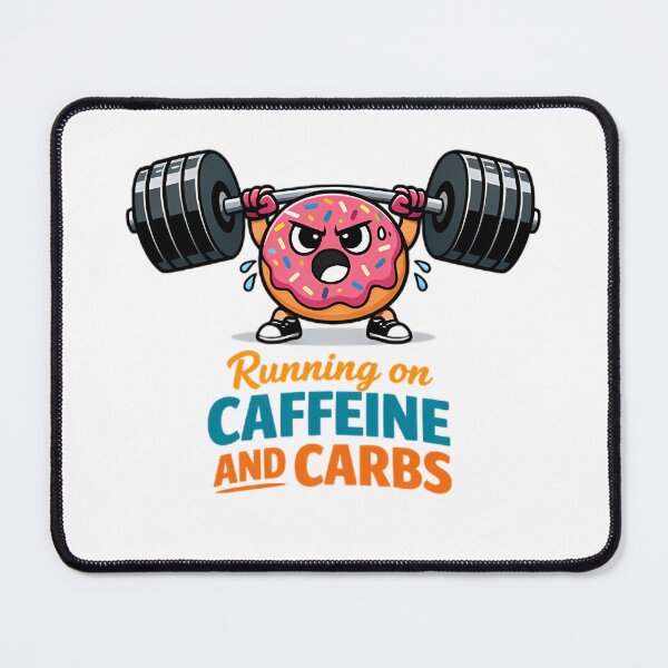 Item preview, Running on Caffeine and Carbs Funny Gym Donut designed and sold by GymLifeMidlife.