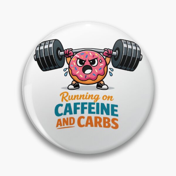 Item preview, Running on Caffeine and Carbs Funny Gym Donut designed and sold by GymLifeMidlife.