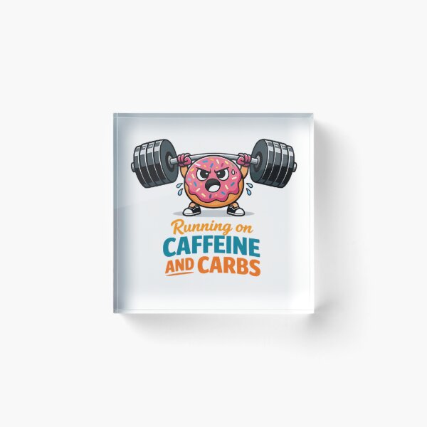 Item preview, Running on Caffeine and Carbs Funny Gym Donut designed and sold by GymLifeMidlife.