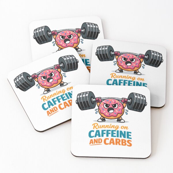 Item preview, Running on Caffeine and Carbs Funny Gym Donut designed and sold by GymLifeMidlife.