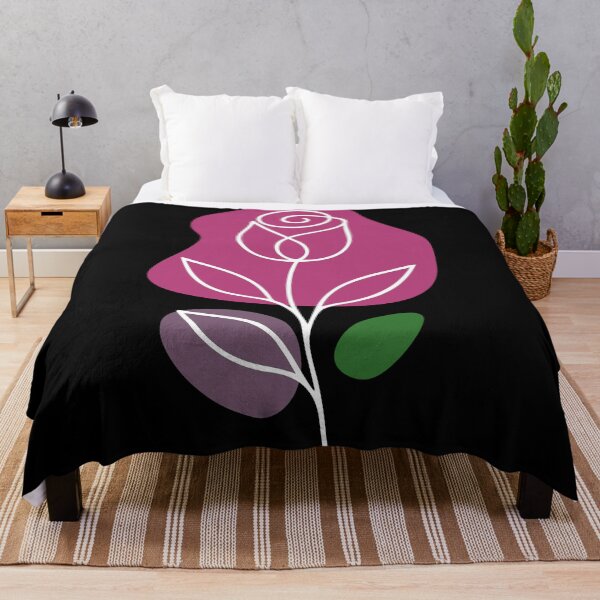 Item preview, Pink-Magenta Sophisticated Flower Line Art On Black  designed and sold by DEC02.