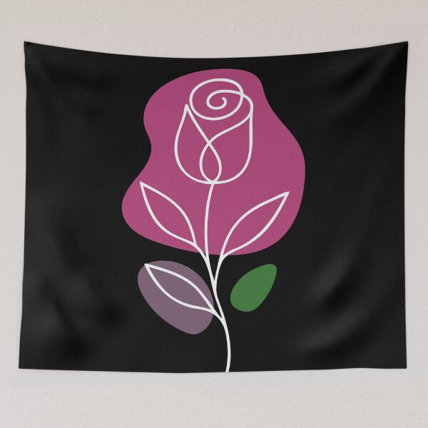 Item preview, Pink-Magenta Sophisticated Flower Line Art On Black  designed and sold by DEC02.