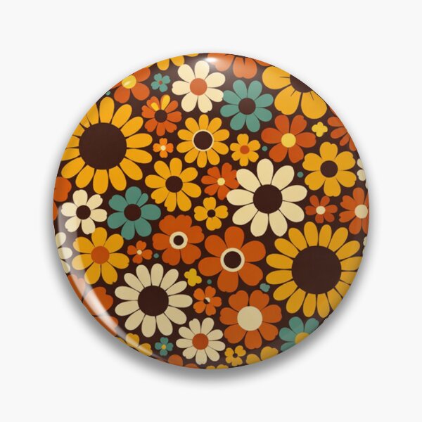 Item preview, Retro 70s Floral Pattern Groovy Orange and Yellow Daisy Flowers designed and sold by Owcomm.
