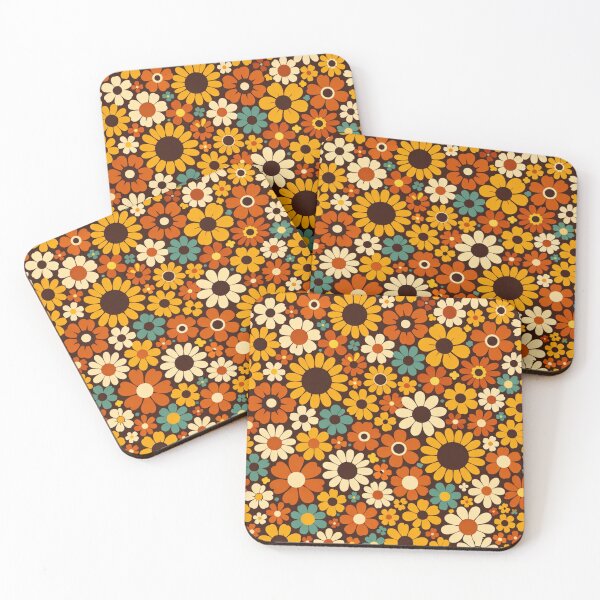 Item preview, Retro 70s Floral Pattern Groovy Orange and Yellow Daisy Flowers designed and sold by Owcomm.