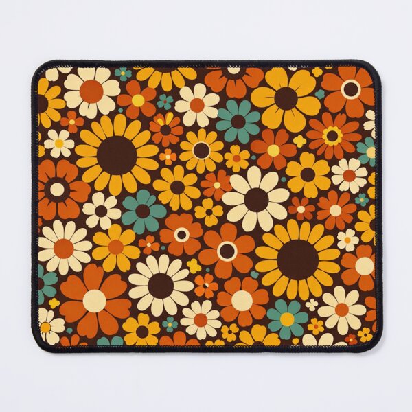 Item preview, Retro 70s Floral Pattern Groovy Orange and Yellow Daisy Flowers designed and sold by Owcomm.