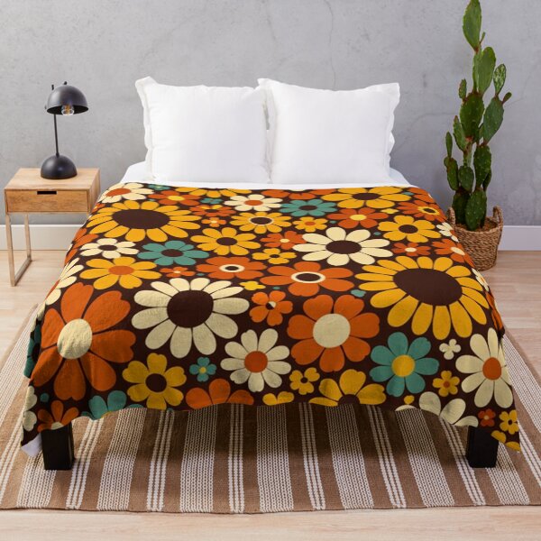 Item preview, Retro 70s Floral Pattern Groovy Orange and Yellow Daisy Flowers designed and sold by Owcomm.