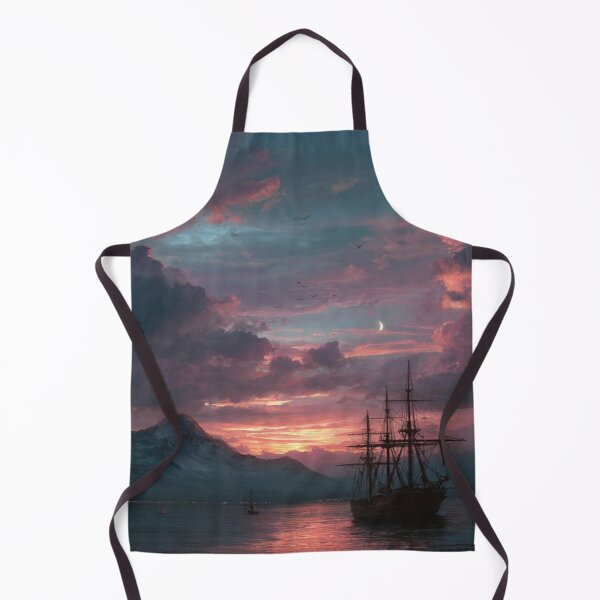 Item preview, Sunset Sailing Ship Mountain Harbor Artwork  designed and sold by NivyasArtistry.