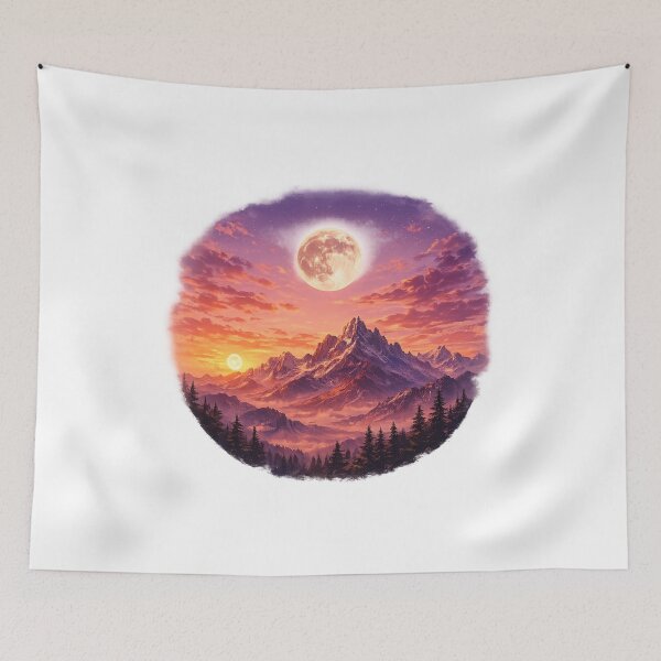 Item preview, Fantastic Mountains Under the Double Moon designed and sold by KM Design.
