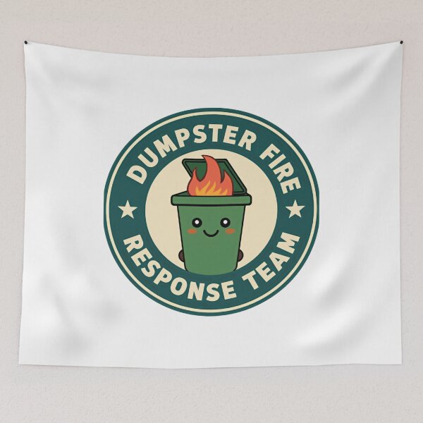 Item preview, Dumpster Fire Response Team Chaos Humor Meme designed and sold by JonesFlora2025.