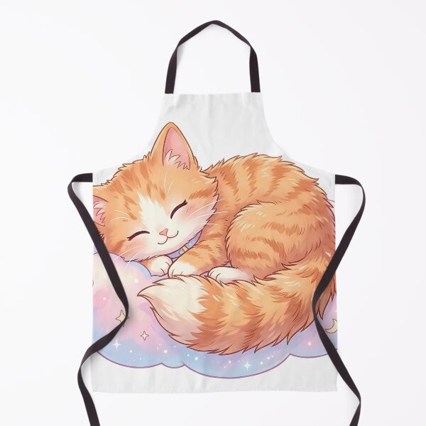 Item preview, Sleeping Ginger Kitten on Dreamy Cloud Kawaii Cat Fantasy Illustration designed and sold by 299Art.