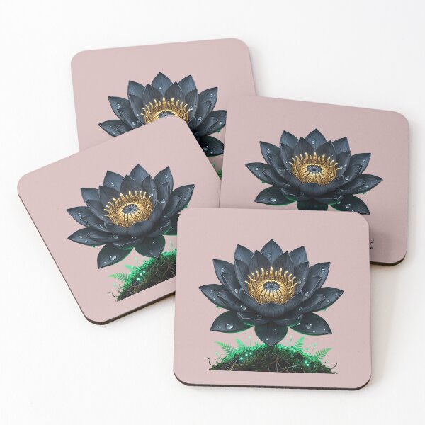 Item preview, Midnight Blue Lotus with Metallic Gold Heart and Emerald Glow designed and sold by Utopian-Magic.