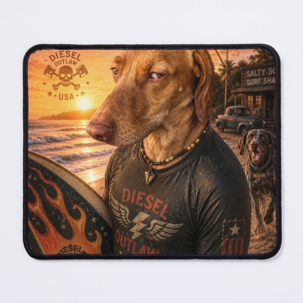 Item preview, Live frees chase waves stay salty| diesel outlaw USA beach dog surfing graphic designed and sold by 18 Life Outlaw.