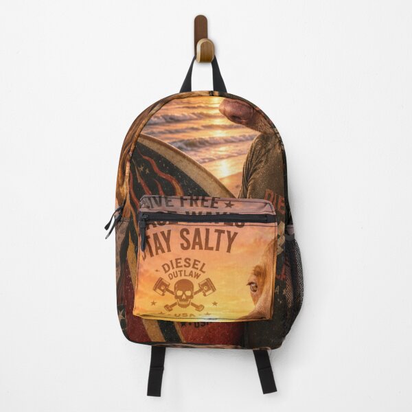 Item preview, Live frees chase waves stay salty| diesel outlaw USA beach dog surfing graphic designed and sold by 18 Life Outlaw.