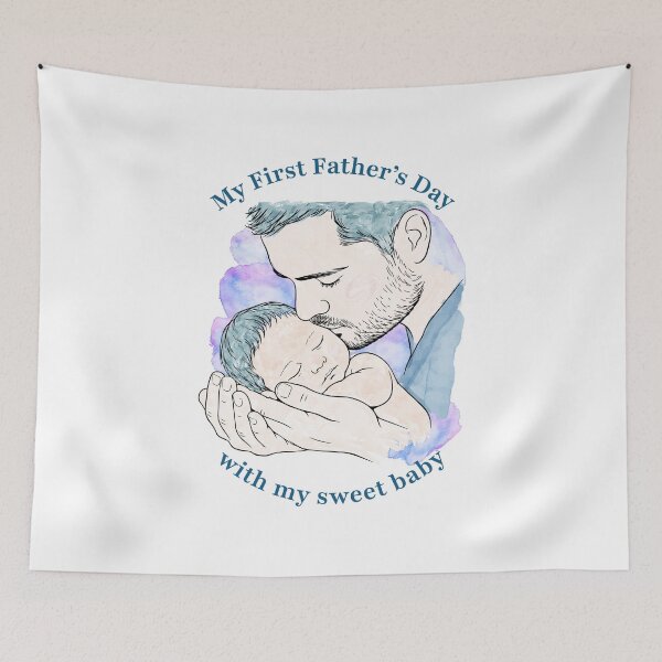 Item preview, First Father’s Day Dad and Baby Watercolor designed and sold by Lily's World.