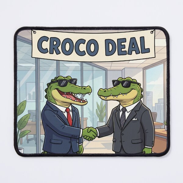 Item preview, Croco Deal – Funny Crocodile Business Deal Pun Illustration 3 designed and sold by WordPlayStudio.