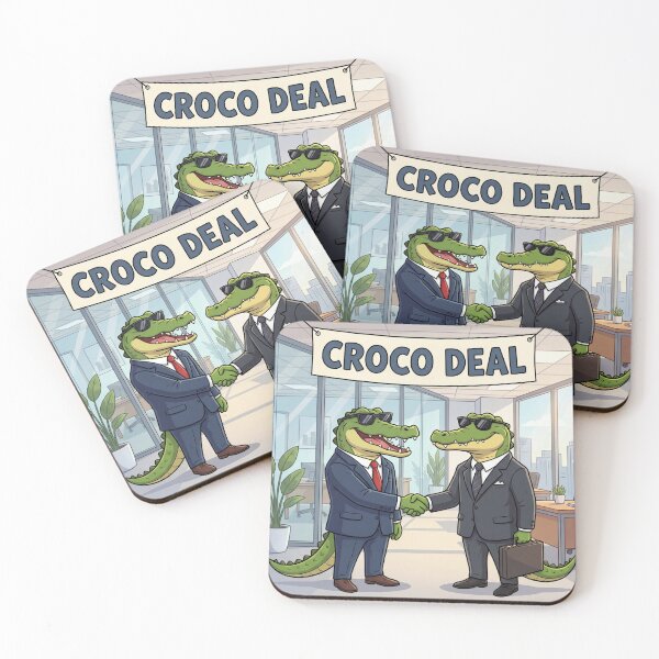 Item preview, Croco Deal – Funny Crocodile Business Deal Pun Illustration 3 designed and sold by WordPlayStudio.