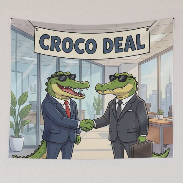 Item preview, Croco Deal – Funny Crocodile Business Deal Pun Illustration 3 designed and sold by WordPlayStudio.