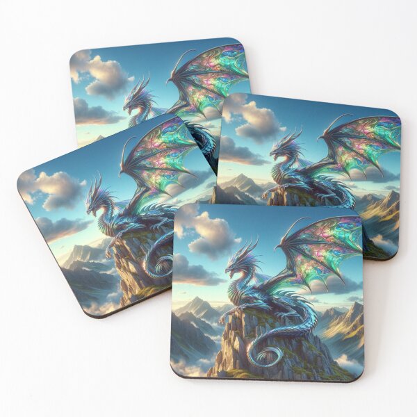 Item preview, Crystal Mountain Dragon Iridescent Stained Glass Fantasy Art designed and sold by UmSkelig834.