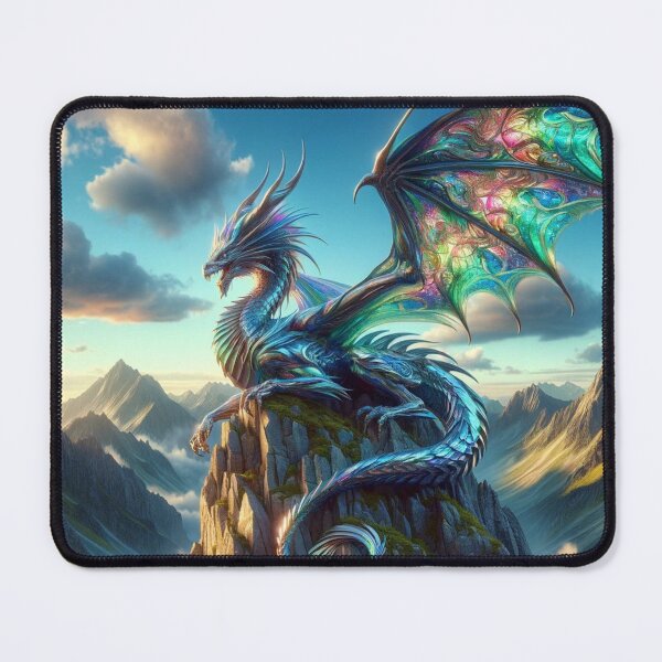 Item preview, Crystal Mountain Dragon Iridescent Stained Glass Fantasy Art designed and sold by UmSkelig834.