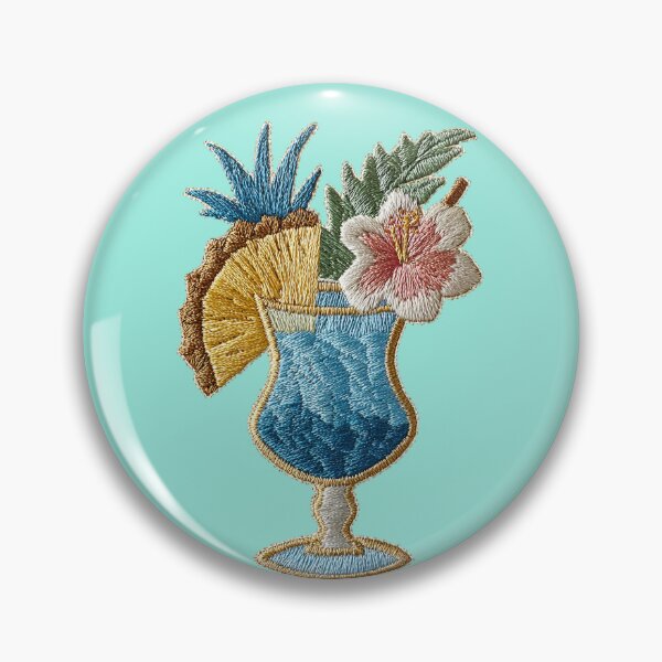 Item preview, Tropical Blue Cocktail Embroidery Patch Art designed and sold by MegaNovaArt.