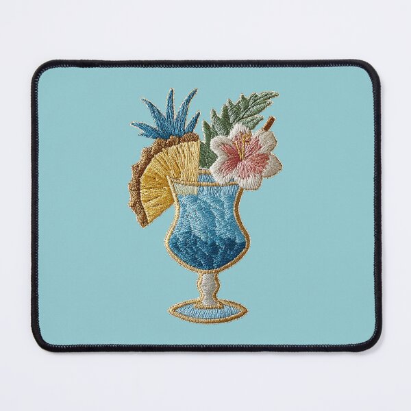 Item preview, Tropical Blue Cocktail Embroidery Patch Art designed and sold by MegaNovaArt.