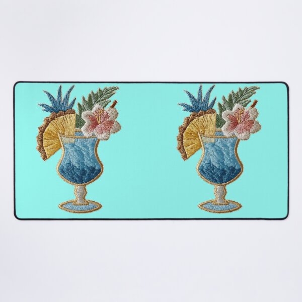 Item preview, Tropical Blue Cocktail Embroidery Patch Art designed and sold by MegaNovaArt.