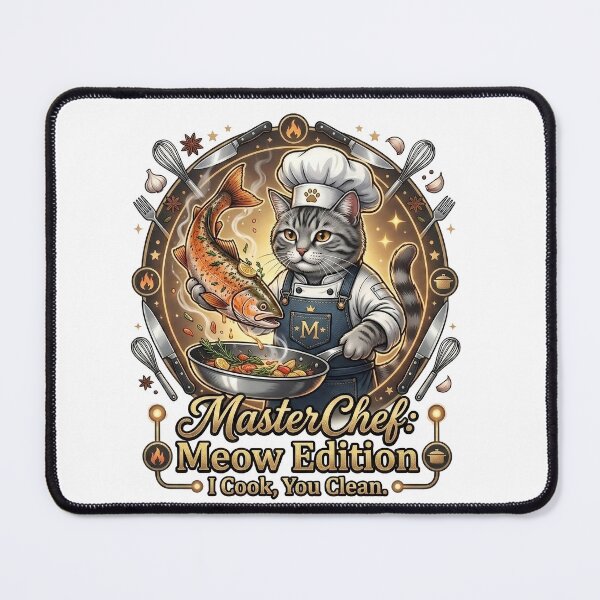 Item preview, Funny Chef Cat MasterChef Meow Edition I Cook You Clean designed and sold by OnikaD art.
